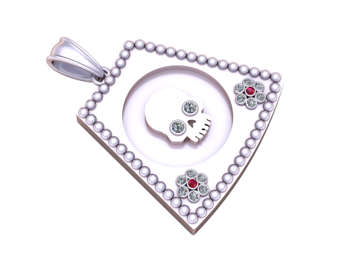 金色骷髅脸吊坠 3D 打印模型 3D 打印模型