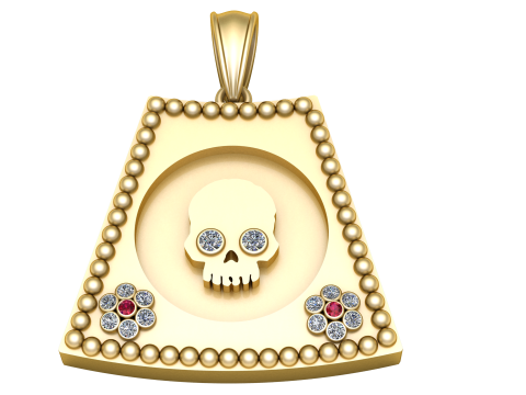 金色骷髅脸吊坠 3D 打印模型 3D 打印模型