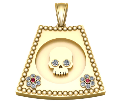 Gold Skull Faces Pendant 3D Printable Model 3D Print Model