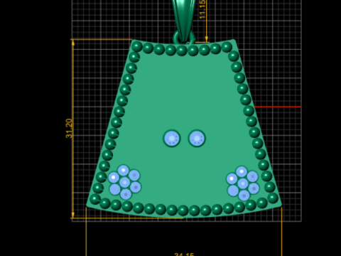 金色骷髅脸吊坠 3D 打印模型 3D 打印模型