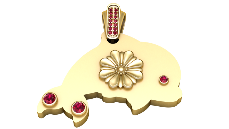 GOLD FISH PENDANT 3D 打印模型 .c4d .max .obj .3ds .fbx .stl .blend 