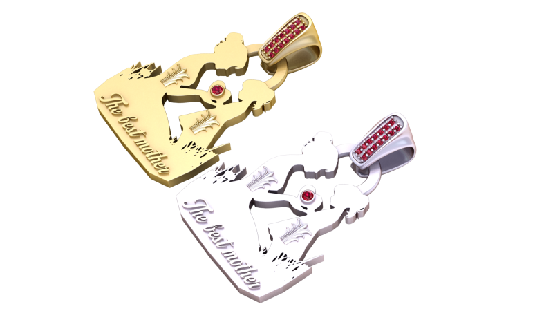 MOM Gold Pendant 3D Printable Model 3D Print Model .c4d .max .obj .3ds .fbx .stl .blend