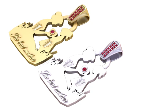 MOM Altın Kolye 3D Yazdırılabilir Model 3D Baskı Modeli