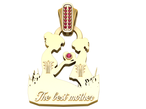 MOM Gold Pendant 3D Printable Model 3D Print Model