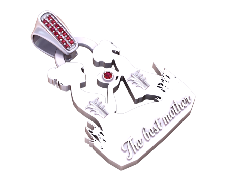 MOM Gold Pendant 3D Printable Model 3D Print Model