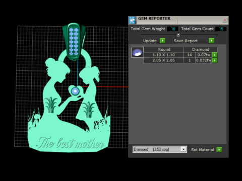 MOM Gold Pendant 3D Printable Model 3D Print Model