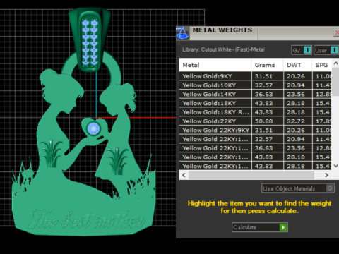 MOM Gold Pendant 3D Printable Model 3D Print Model