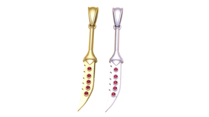 KNIFE GOLD PENDANT Modello di stampa 3D .c4d .max .obj .3ds .fbx .stl .blend