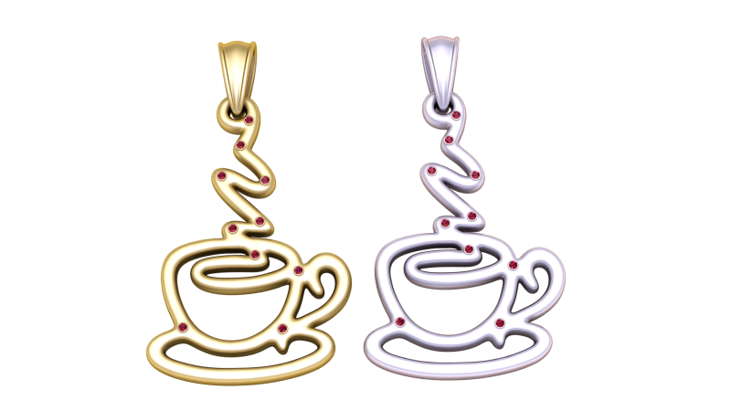 GOLD TEA CUP PENDANT Model Cetak 3D .c4d .max .obj .3ds .fbx .stl .blend