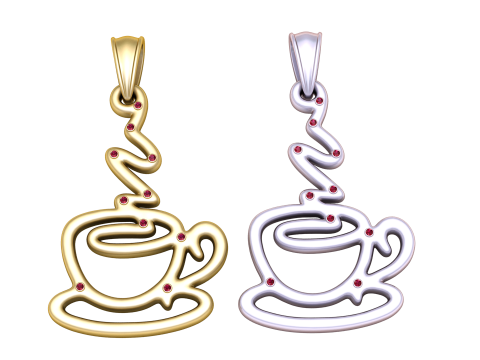 GOLD TEA CUP PENDANT 3D Принт Модель