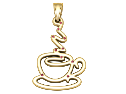 GOLD TEA CUP PENDANT Model Cetak 3D