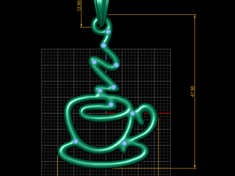 GOLD TEA CUP PENDANT Model Cetak 3D
