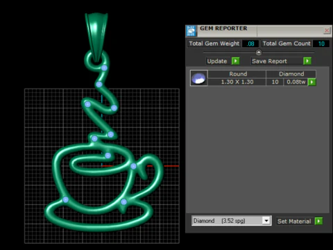 GOLD TEA CUP PENDANT 3D Print Model