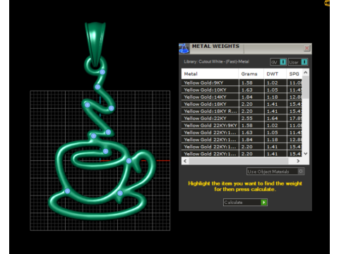 GOLD TEA CUP PENDANT Model Cetak 3D