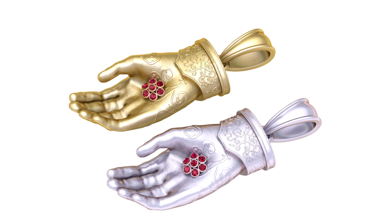 Hand Gold Pendant 3D Printable Model 3D 打印模型 .c4d .max .obj .3ds .fbx .stl .blend 