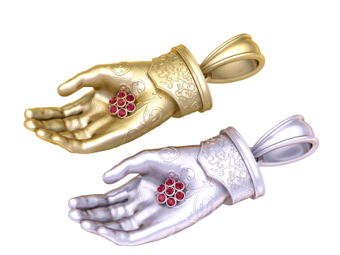Hand Gold Pendant 3D Printable Model 3Dプリントモデル