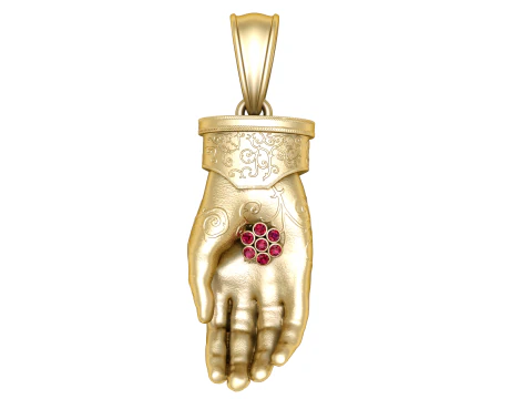 Hand Gold Pendant 3D Printable Model 3D Print Model