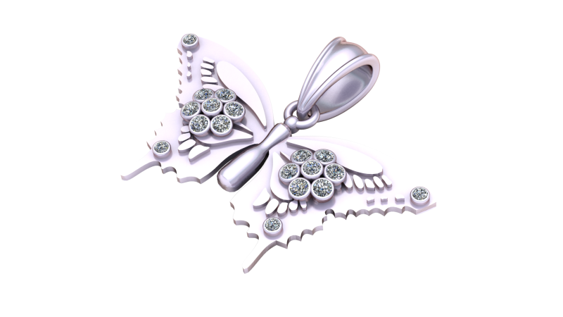 Butterfly Gold Pendant 3D Printable Model 3D 打印模型 .c4d .max .obj .3ds .fbx .stl .blend 