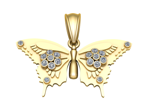 Butterfly Gold Pendant 3D Printable Model 3D 打印模型
