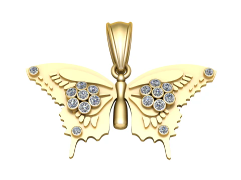 Butterfly Gold Pendant 3D Printable Model 3D Print Model
