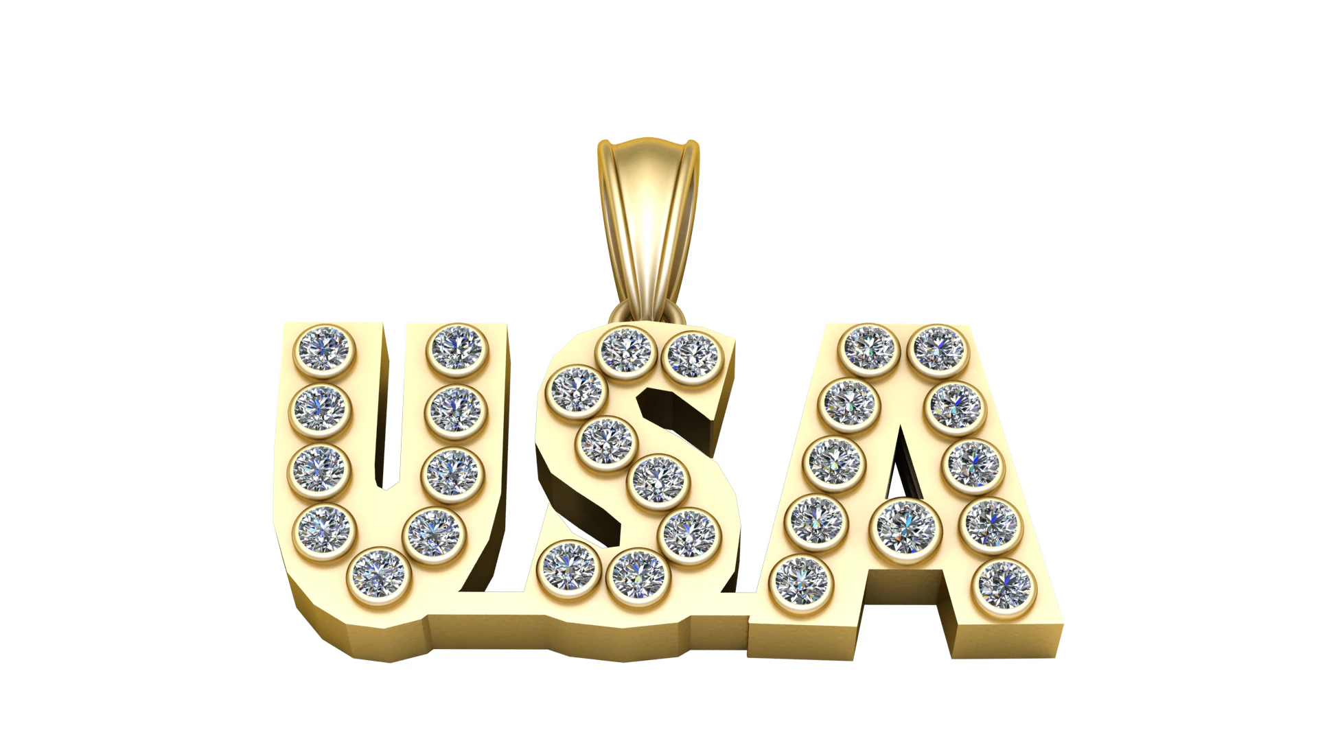 USA GOLD PENDANT 3D Print Model .c4d .max .obj .3ds .fbx .stl .blend