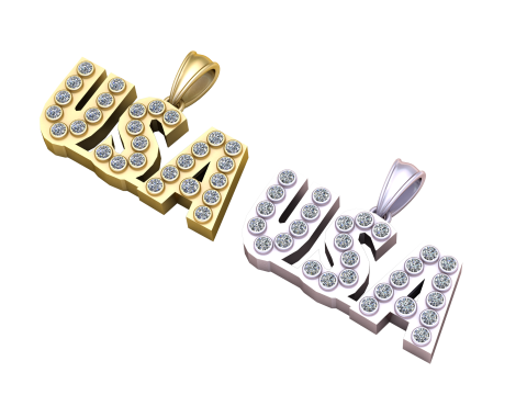 USA GOLD PENDANT Model Cetak 3D