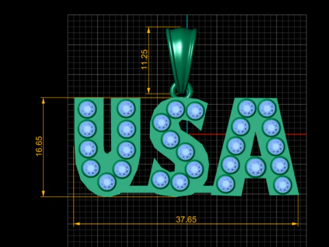 USA GOLD PENDANT 3D Print Model