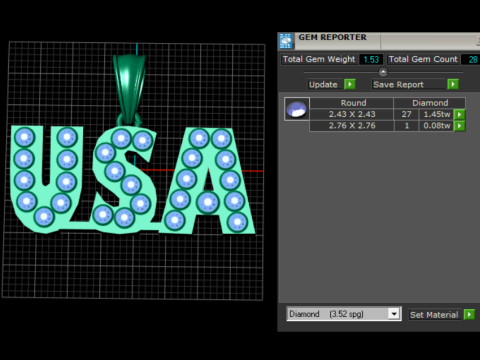 USA GOLD PENDANT Model Cetak 3D