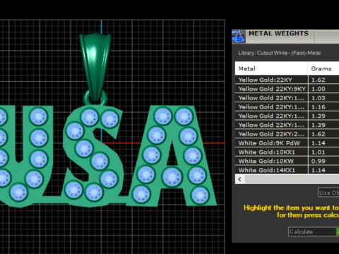 USA GOLD PENDANT 3D Print Model
