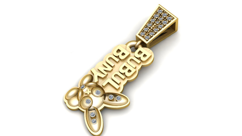 Gold Filled Cool Rabbit Charm Pendant 3D Принт Модель .c4d .max .obj .3ds .fbx .stl .blend