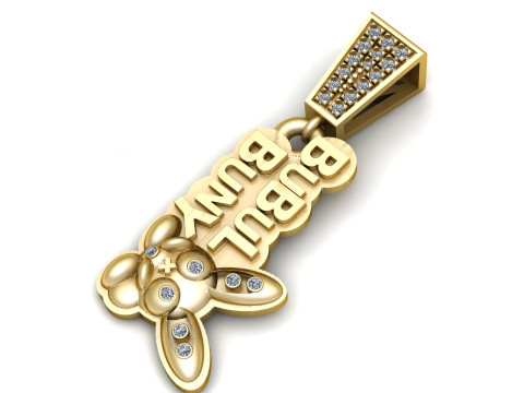 Gold Filled Cool Rabbit Charm Pendant 3D Print Model