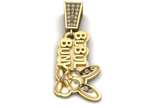 Gold Filled Cool Rabbit Charm Pendant 3D Принт Модель