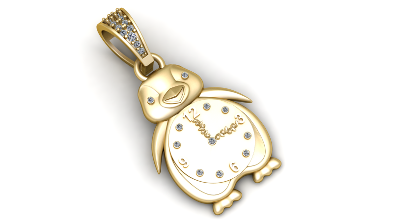 PENGIUNE WATCH PENDANT Modello di stampa 3D .c4d .max .obj .3ds .fbx .stl .blend 