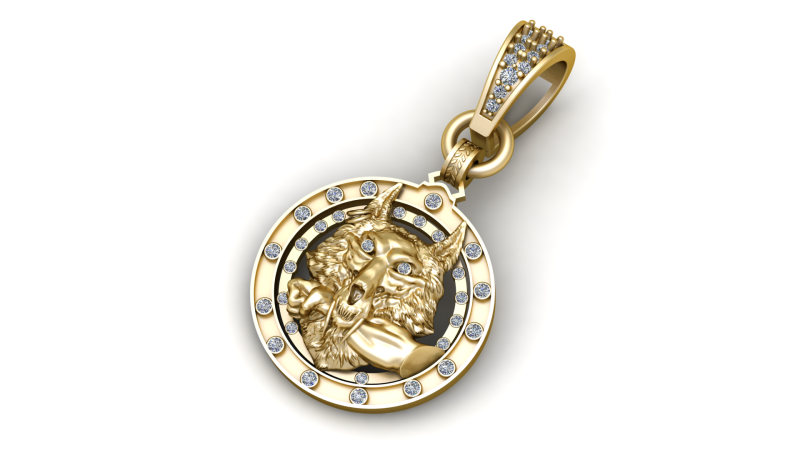 ROUND WOLF FACES PENDANT 3D 打印模型 .c4d .max .obj .3ds .fbx .stl .blend 