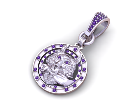 ROUND WOLF FACES PENDANT 3D 打印模型