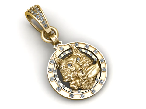 ROUND WOLF FACES PENDANT 3D Print Model