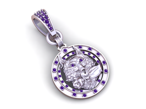 ROUND WOLF FACES PENDANT 3D 打印模型