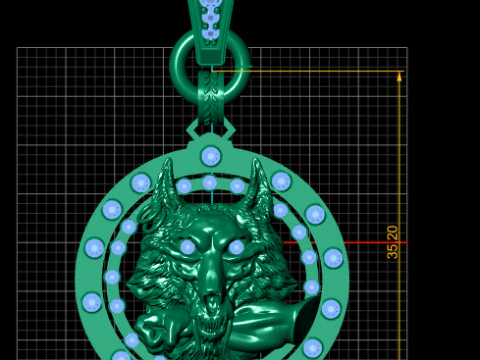 ROUND WOLF FACES PENDANT 3D Print Model