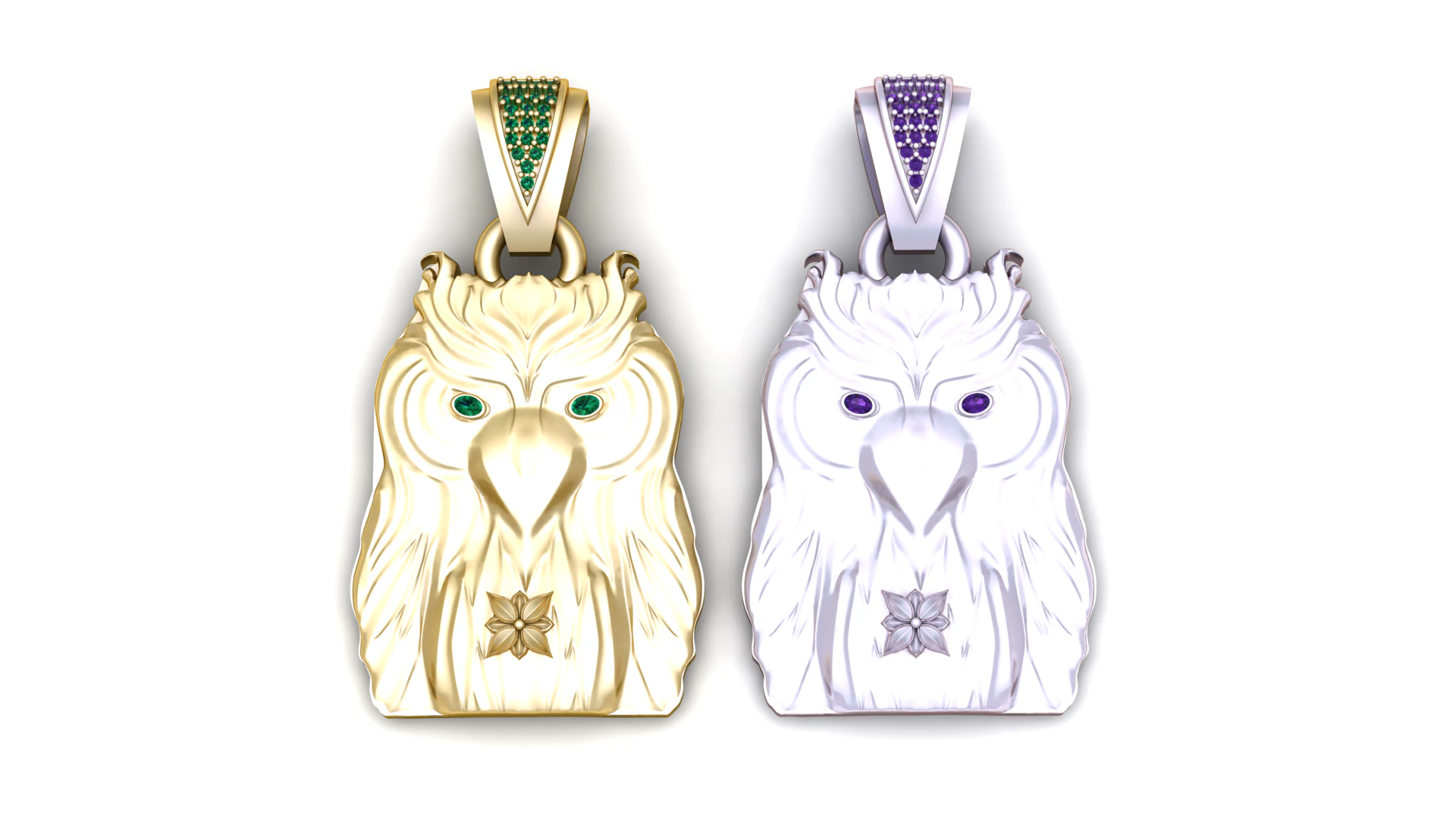 Owl gold PENDANT 3D Print Model .c4d .max .obj .3ds .fbx .stl .blend 
