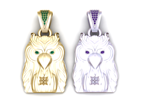 Owl gold PENDANT 3D प्रिंट मॉडल