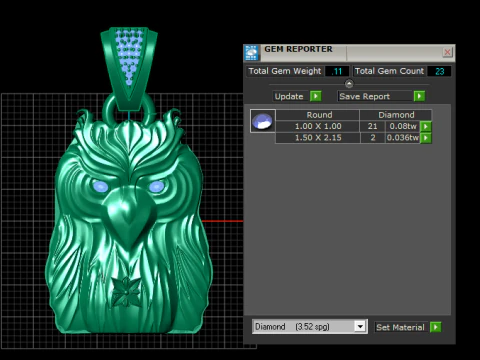 Owl gold PENDANT 3D Print Model