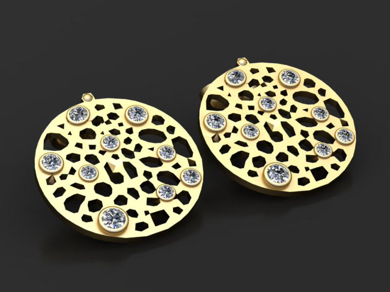EARING GOLD PENDANT 3D Принт Модель .c4d .max .obj .3ds .fbx .stl .blend 