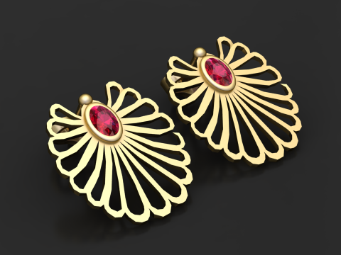 Earring Gold Pendant Model Cetak 3D