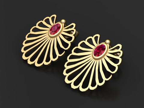 Earring Gold Pendant Model Cetak 3D
