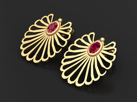Earring Gold Pendant 3D Print Model