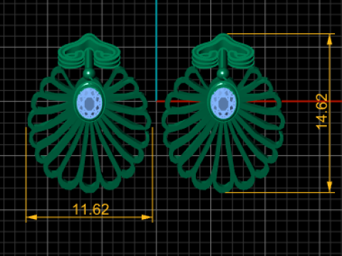 Earring Gold Pendant Model Cetak 3D