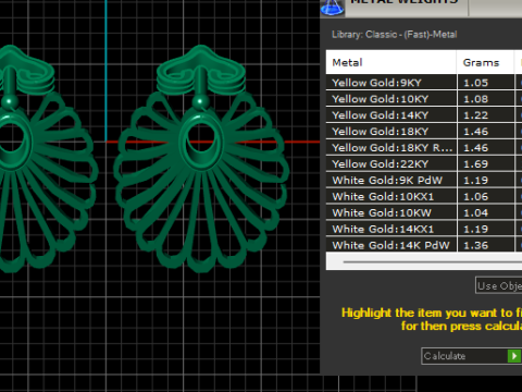 Earring Gold Pendant Model Cetak 3D