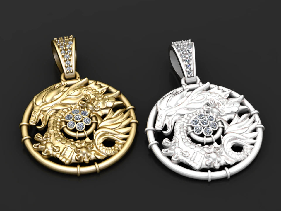Earring Gold Pendant 3D Print Model .c4d .max .obj .3ds .fbx .stl .blend