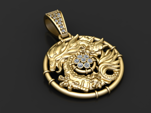 Earring Gold Pendant 3D Print Model