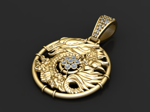Earring Gold Pendant 3D Print Model